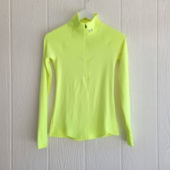 Under Armour Neon Green Half Zip Sweatshirt - Picture 1 of 7